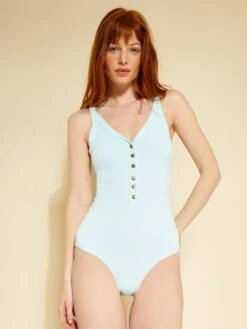 Bañador Con Automáticos En El Escote - AZUL -TrendyModa Ventas banador con automaticos en el escote azul adn24 2 frb5