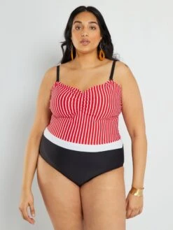 Bañador Con Motivo De Rayas - BEIGE -TrendyModa Ventas banador con motivo de rayas beige adn14 2 frb3