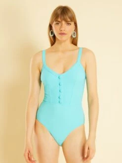 Bañador De Panal De Abeja - Azul Curasao -TrendyModa Ventas banador de panal de abeja azul curasao zq268 1 frb4