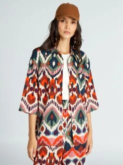 Blusa Ancha Con Estampado Ikat 'JDY' - NEGRO