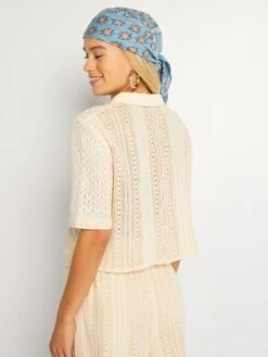 Blusa Calada De Manga Corta - BEIGE 8 Blusa Calada De Manga Corta - BEIGE -TrendyModa Ventas blusa calada de manga corta beige azo85 1 frb3