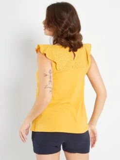 Blusa Con Bordado De Premamá - AMARILLO -TrendyModa Ventas blusa con bordado de premama amarillo zr347 2 frb4