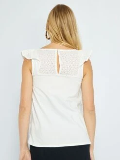 Blusa Con Bordado De Premamá - Blanco -TrendyModa Ventas blusa con bordado de premama blanco zr347 1 frb3