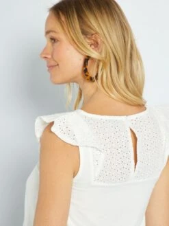 Blusa Con Bordado De Premamá - Blanco -TrendyModa Ventas blusa con bordado de premama blanco zr347 1 frb4