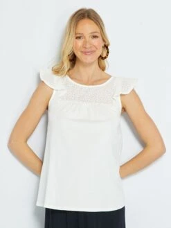 Blusa Con Bordado De Premamá - Blanco -TrendyModa Ventas blusa con bordado de premama blanco zr347 1 frb5