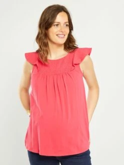 Blusa Con Bordado De Premamá - Rosa