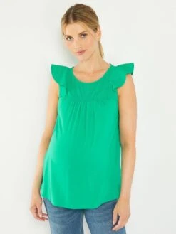 Blusa Con Bordado De Premamá - Verde