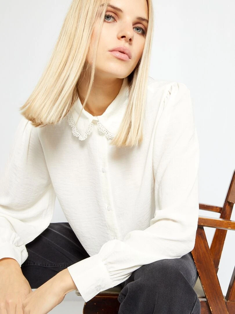 Blusa Con Cuello De Encaje 'Jacqueline De Yong' - BEIGE 3 Blusa Con Cuello De Encaje 'Jacqueline De Yong' - BEIGE