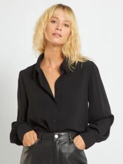 Blusa Con Cuello De Encaje 'Jacqueline De Yong' - NEGRO