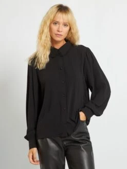 Blusa Con Cuello De Encaje 'Jacqueline De Yong' - NEGRO -TrendyModa Ventas blusa con cuello de encaje jacqueline de yong negro atw07 2 frb4
