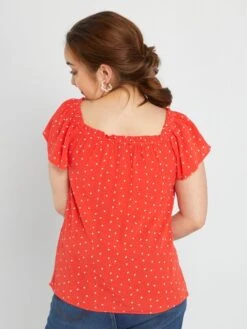 Blusa Con Estampado - Fácil De Poner - ROJO -TrendyModa Ventas blusa con estampado facil de poner rojo acb13 1 frb4