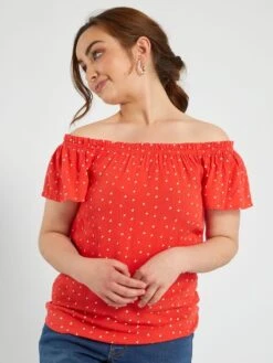 Blusa Con Estampado - Fácil De Poner - ROJO -TrendyModa Ventas blusa con estampado facil de poner rojo acb13 1 frb6