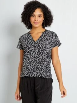Blusa Con Estampado 'JDY' - NEGRO/BLANCO -TrendyModa Ventas blusa con estampado jdy negroblanco zq391 2 frb3