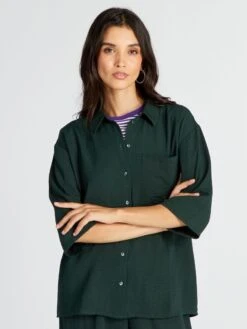Blusa Con Manga Ancha 3/4 'JDY' - VERDE -TrendyModa Ventas blusa con manga ancha 34 jdy verde atz46 2 frb4