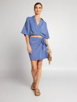 Blusa Corta De Manga Corta - AS AZUL