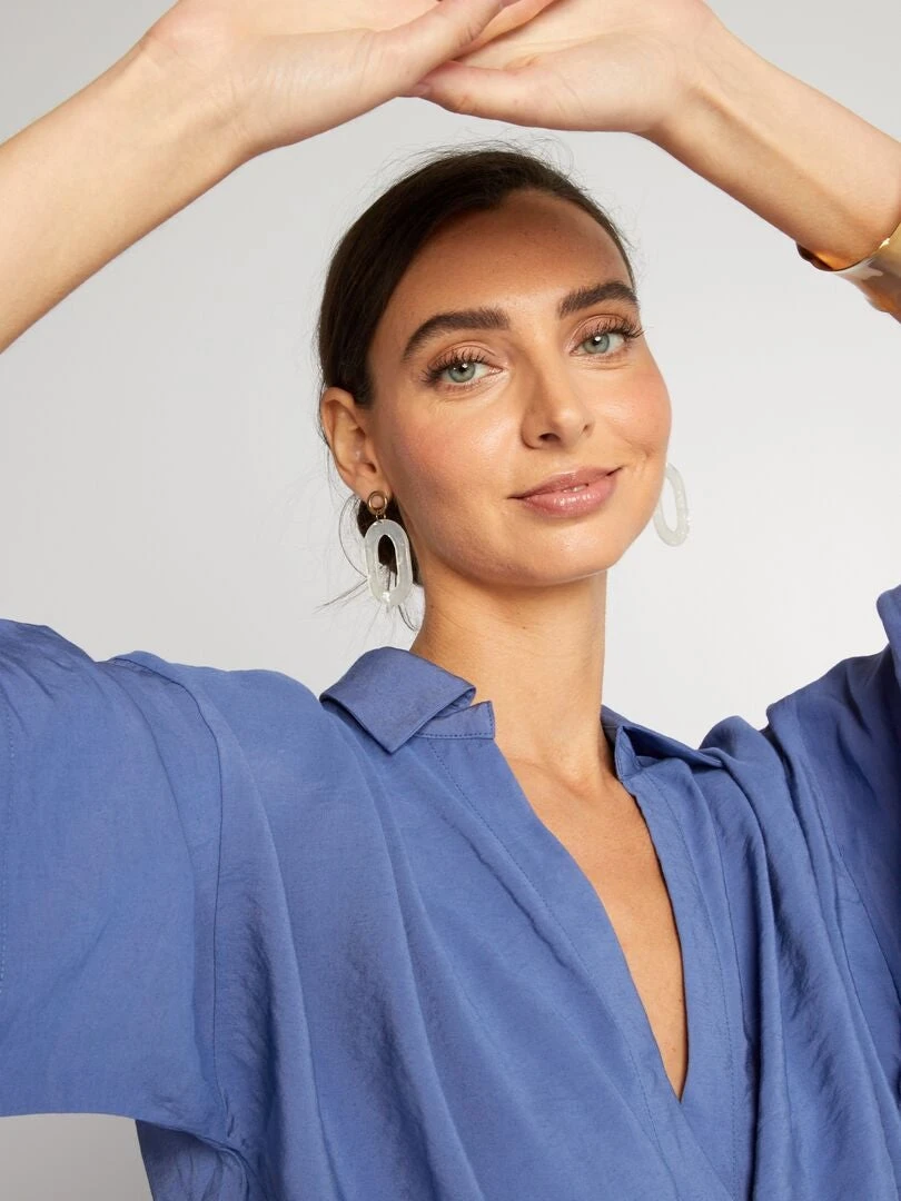 Blusa Corta De Manga Corta - AS AZUL 6 Blusa Corta De Manga Corta - AS AZUL - Imagen 4