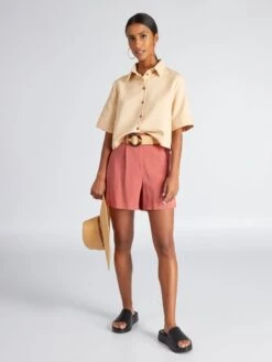 Blusa Corta Manga 3/4 - BEIGE