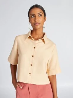 Blusa Corta Manga 3/4 - BEIGE -TrendyModa Ventas blusa corta manga 34 beige avj66 1 frb3