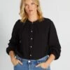 Blusa De Algodón Con Cuello Con Volantes - Negro -TrendyModa Ventas blusa de algodon con cuello con volantes negro aiu25 2 frb1