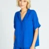Blusa De Doble Gasa De Algodón - Azul -TrendyModa Ventas blusa de doble gasa de algodon azul amd05 1 frb1