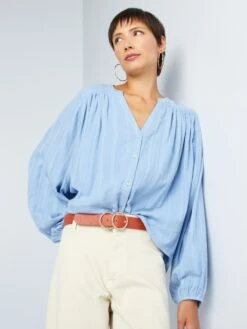 Blusa De Doble Gasa De Algodón - INTERMINABLE_SK