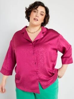 Blusa De Efecto Satinado De Cebra - ROSA