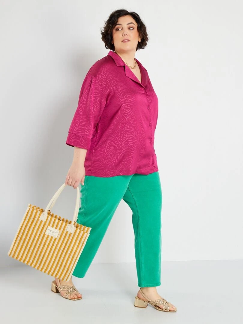 Blusa De Efecto Satinado De Cebra - ROSA 4 Blusa De Efecto Satinado De Cebra - ROSA - Imagen 2