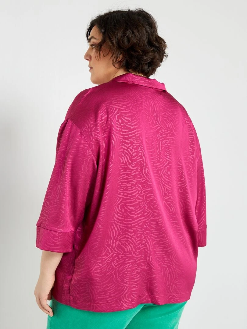 Blusa De Efecto Satinado De Cebra - ROSA 6 Blusa De Efecto Satinado De Cebra - ROSA - Imagen 4