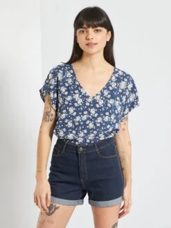 Blusa De Flores 'JDY' - AZUL