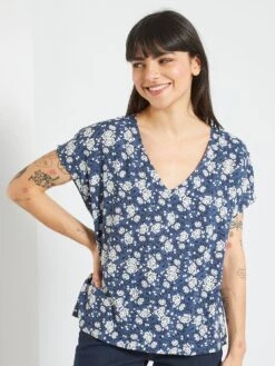 Blusa De Flores 'JDY' - AZUL -TrendyModa Ventas blusa de flores jdy azul zb016 2 frb3