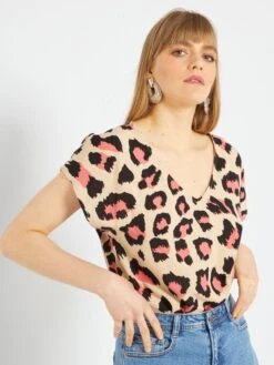 Blusa De Flores 'JDY' - BEIGE/ROSA