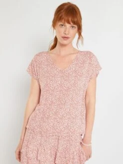 Blusa De Flores 'JDY' - NARANJA -TrendyModa Ventas blusa de flores jdy naranja zb016 4 frb4