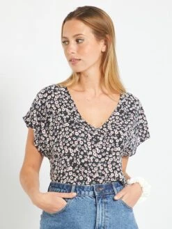 Blusa De Flores 'JDY' - NEGRO