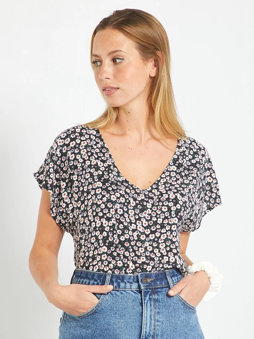 Blusa De Flores 'JDY' - NEGRO 3 Blusa De Flores 'JDY' - NEGRO