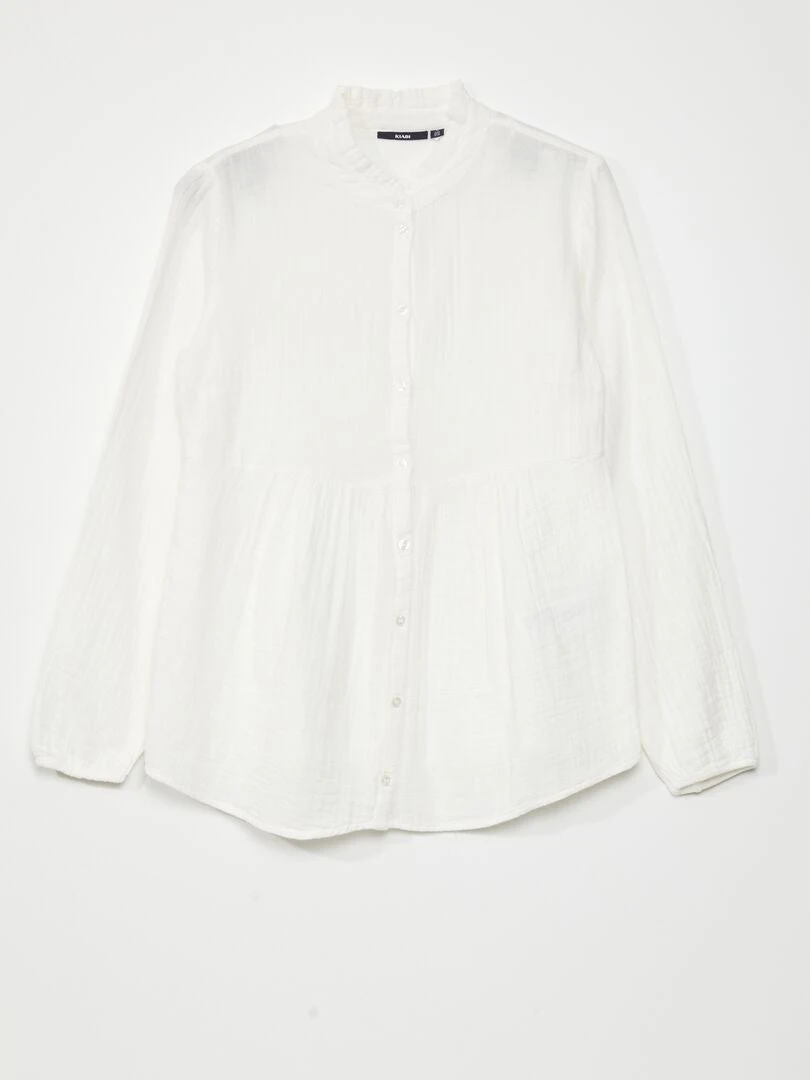 Blusa De Gasa De Algodón - Blanco 3 Blusa De Gasa De Algodón - Blanco