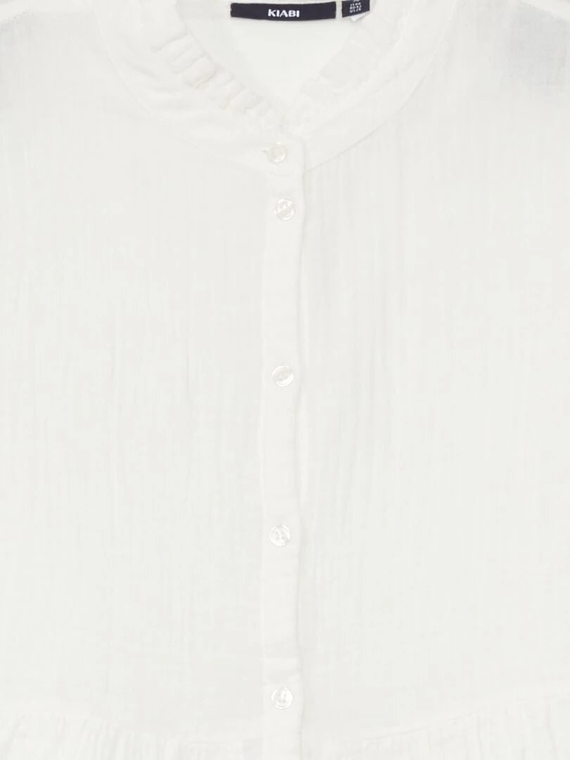 Blusa De Gasa De Algodón - Blanco 4 Blusa De Gasa De Algodón - Blanco - Imagen 2