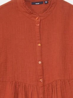 Blusa De Gasa De Algodón - Castaño -TrendyModa Ventas blusa de gasa de algodon castano ajp42 3 frb3