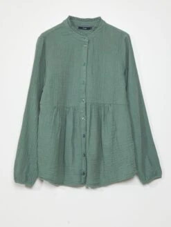 Blusa De Gasa De Algodón - Verde