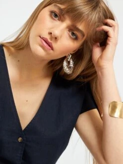 Blusa De Lino 'JDY' - AZUL -TrendyModa Ventas blusa de lino jdy azul abw45 2 frb3