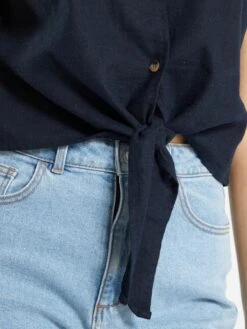 Blusa De Lino 'JDY' - AZUL -TrendyModa Ventas blusa de lino jdy azul abw45 2 frb6