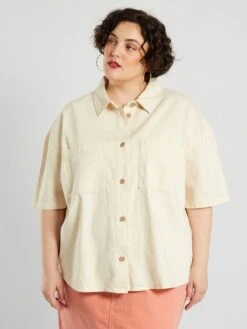 Blusa De Manga Corta - BEIGE -TrendyModa Ventas blusa de manga corta beige ady56 1 frb3