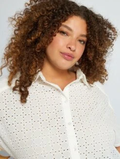 Blusa De Manga Corta Con Bordado Inglés - Blanco -TrendyModa Ventas blusa de manga corta con bordado ingles blanco aea34 5 frb4