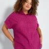 Blusa De Manga Corta Con Bordado Inglés - Fucsia -TrendyModa Ventas blusa de manga corta con bordado ingles fucsia aea34 3 frb1