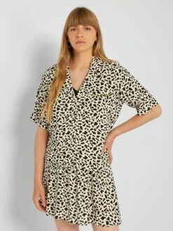 Blusa De Manga Corta Con Motivo - BLANCO 12 Blusa De Manga Corta Con Motivo - BLANCO -TrendyModa Ventas blusa de manga corta con motivo blanco acw57 1 frb5