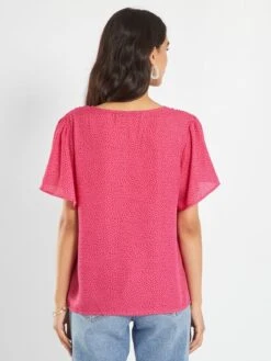Blusa De Manga Corta Estampada - ROSA -TrendyModa Ventas blusa de manga corta estampada rosa acw54 3 frb3