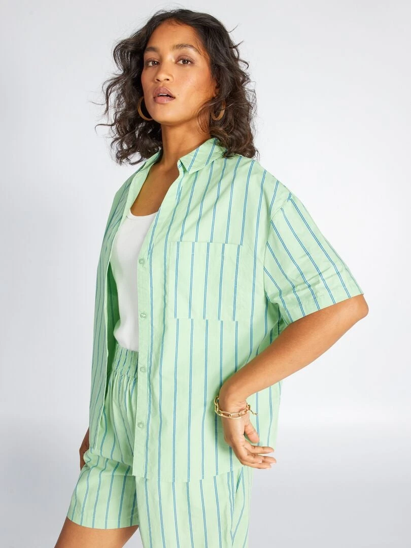 Blusa De Popelina - AZUL 4 Blusa De Popelina - AZUL - Imagen 2