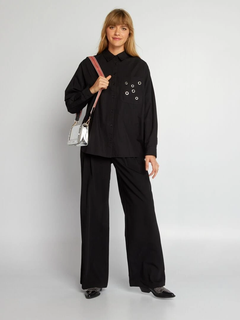 Blusa De Popelina - Negro 4 Blusa De Popelina - Negro - Imagen 2