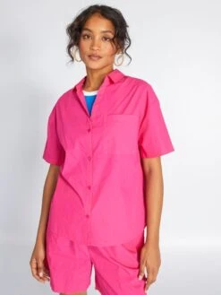 Blusa De Popelina - ROSA -TrendyModa Ventas blusa de popelina rosa amz97 1 frb3