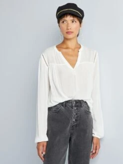 Blusa De Punto De Crepé Con Ribetes Calados - COCO_MI