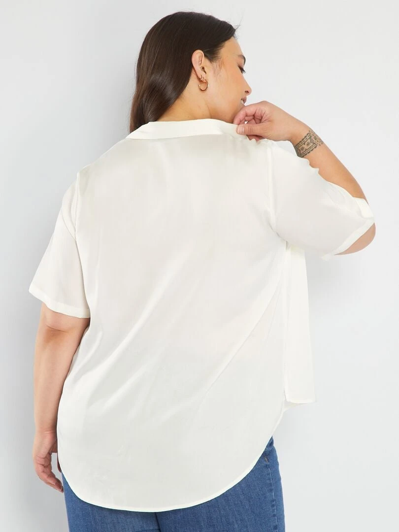 Blusa De Raso - BLANCO 6 Blusa De Raso - BLANCO - Imagen 4
